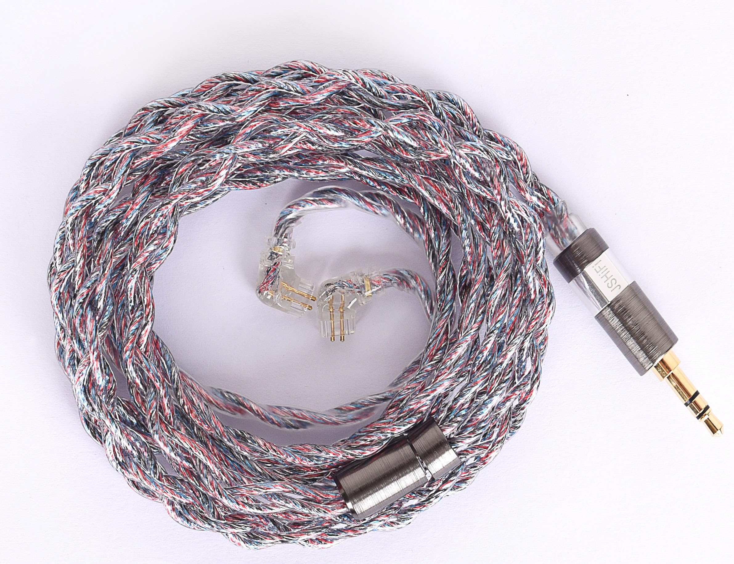 【JSHiFi-Butterfly】QDC3.5mmリケーブル 純銀＋銅銀パラジウム合金＋銀メッキ線材 中華QDCイヤホンアップグレードケーブル ステレオ3.5mm KZイヤフォン交換ケーブル (QD