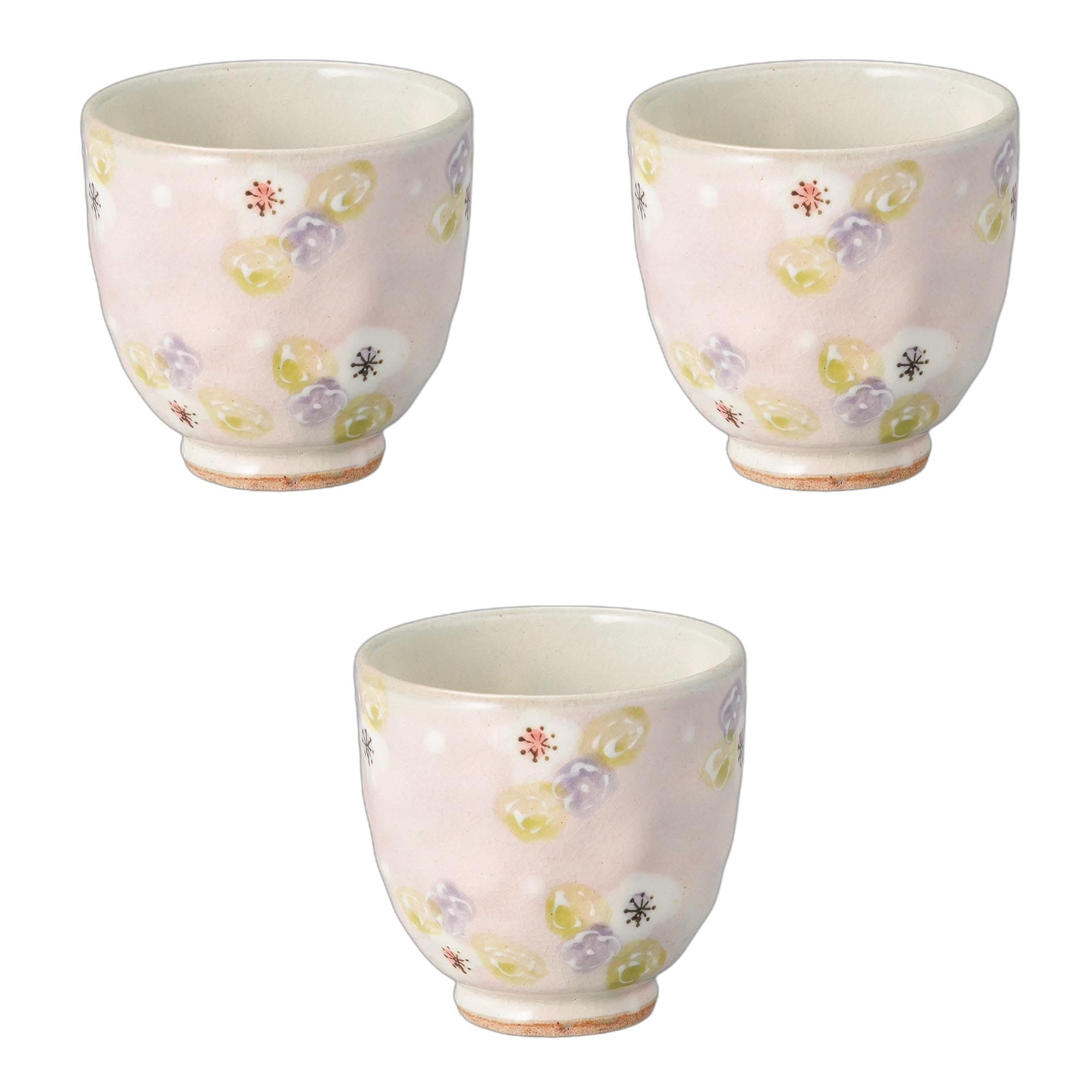 セトモノホンポ(Setomonohonpo) 3個セット 花友禅ピンク湯呑（小） [ 7.8×7.2cm ] 湯呑陶磁器