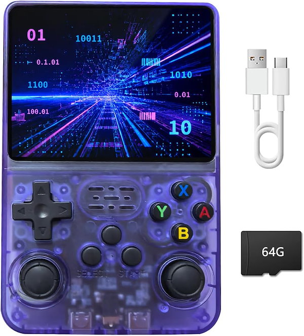 Tokiseru ポータブルゲーム機 ハンドヘルドゲーム機 RK3326 3.5インチIPS Linuxシステム搭載 64GB 紫