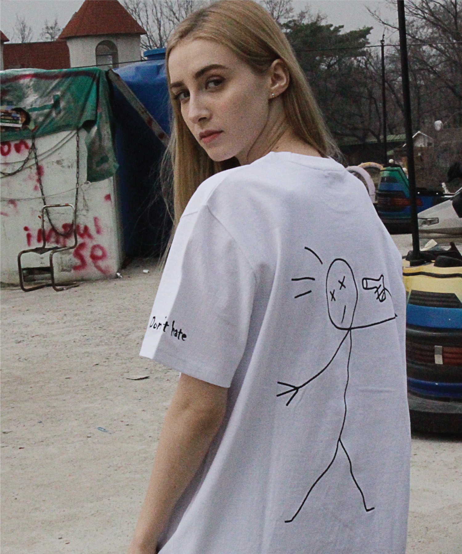 CPGN STUDIO (16カウント) レタリングタトゥーオーバーフィットTシャツホワイト