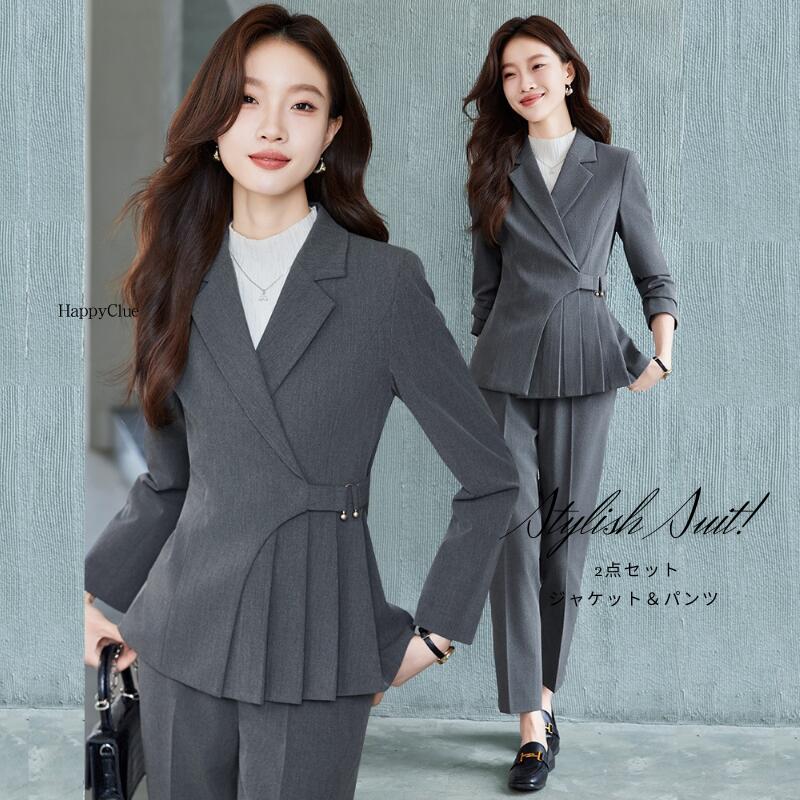 スーツ セットアップ おしゃれ 春秋 パンツスーツ スーツセット レディース 事務服 フォマール リクルートスーツ 通勤 オフィス ビジネス セレモニースーツ 謝恩会 二次会 卒業式 入学式 30代4