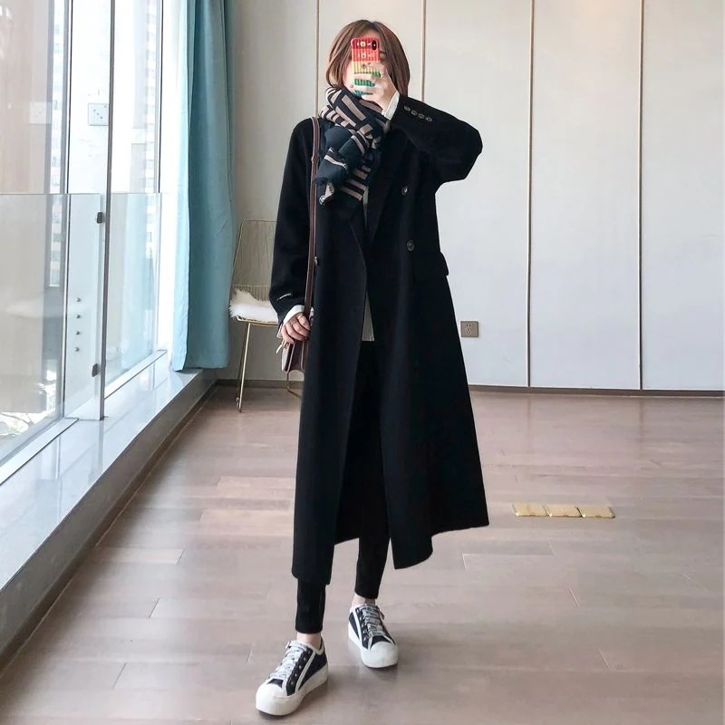 マウンテンパーカー ロングコート アウター ブラックコート セミロング 厚手 カジュアル ゆったり 秋 新作 ラシャアウターレディース