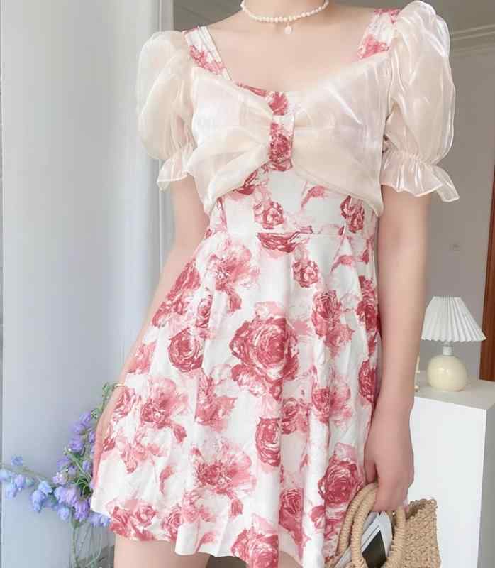 ワンピース 水着 レディース ファッション 夏 プール 海水浴 ビーチ レジャー スイート カジュアル 半袖 スカート フレンチ フレッシュ