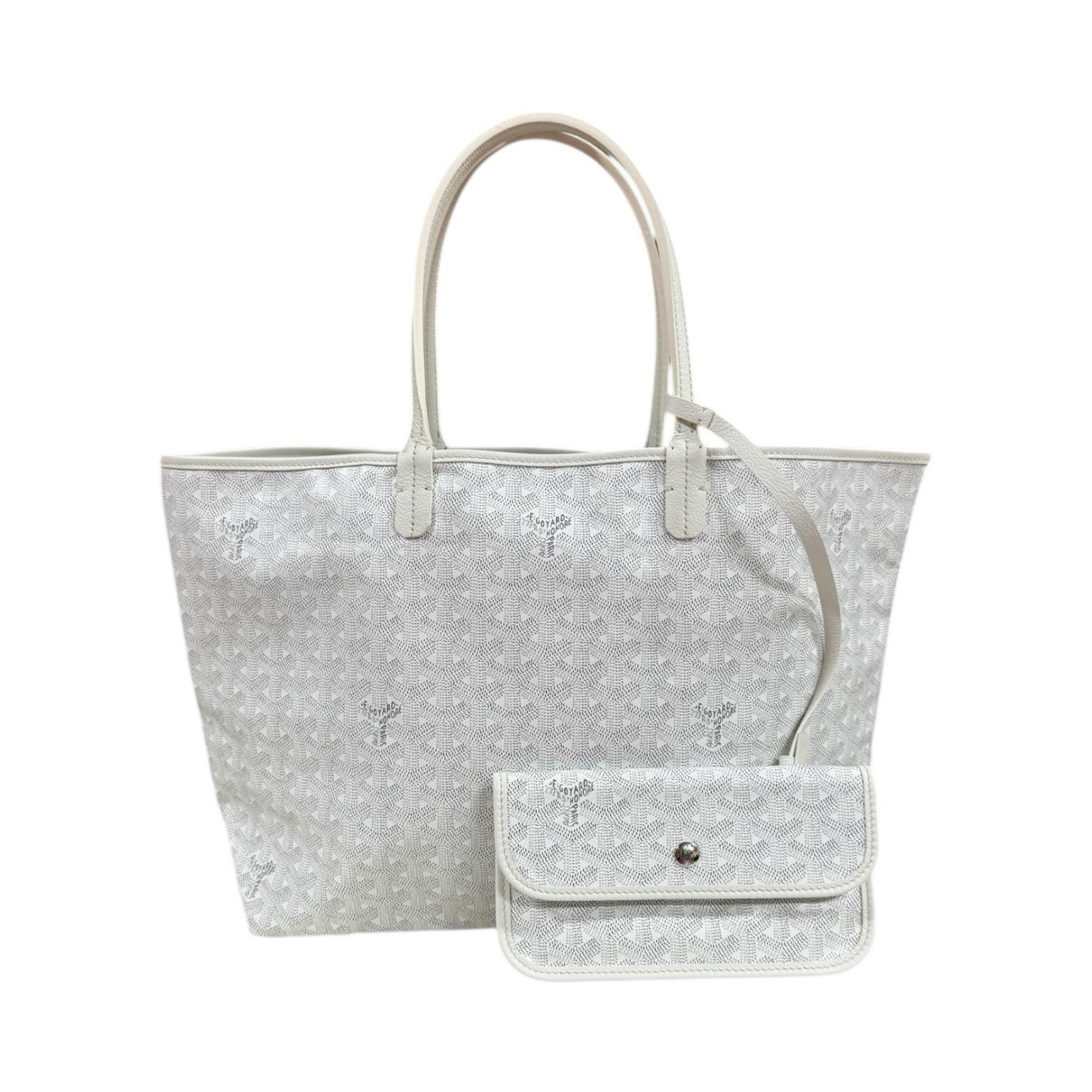 ゴヤール サンルイPM トートバッグ PVCコーティングキャンバス ホワイト GOYARD 中古 美品