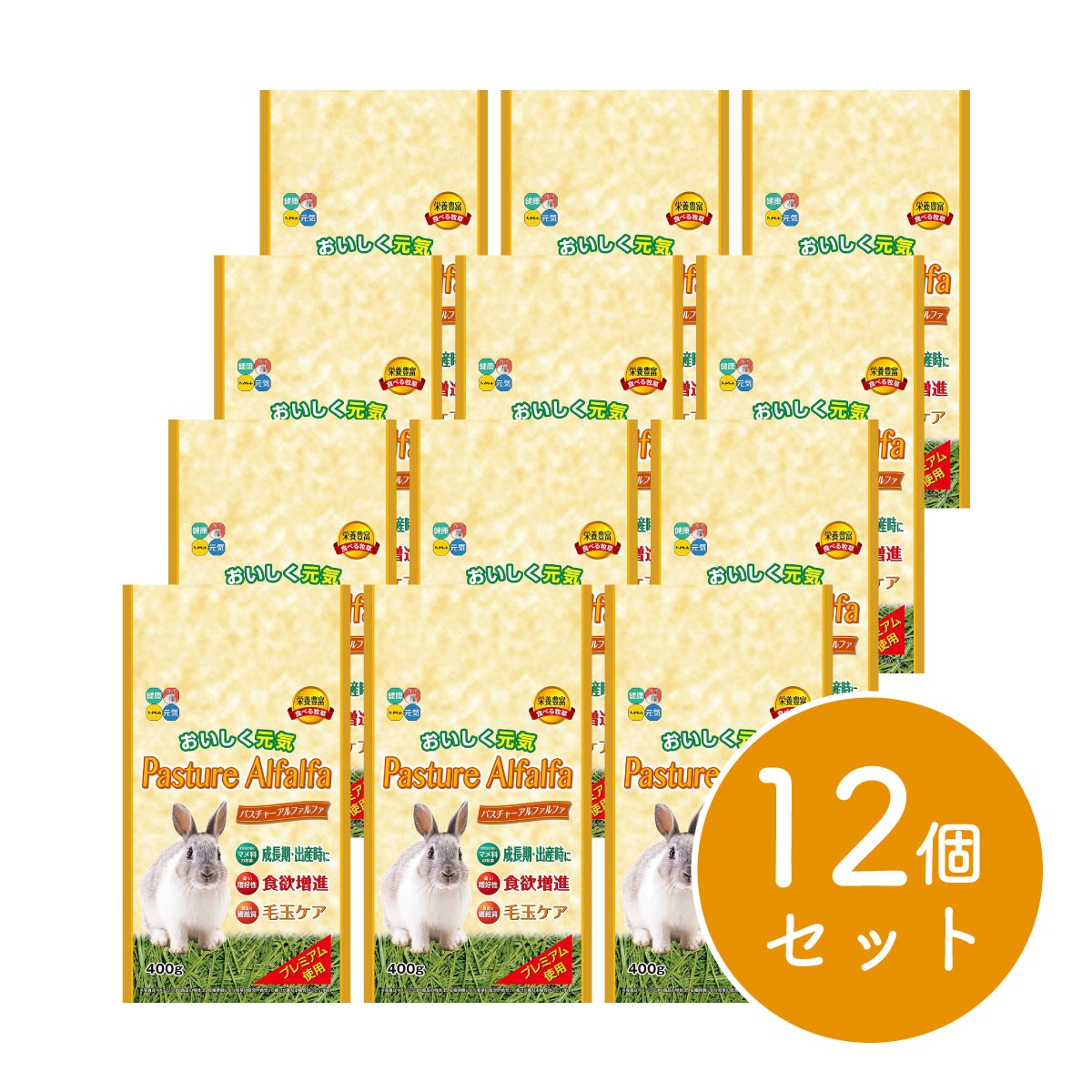 【在庫有・即納】ハイペット パスチャーアルファルファ 400g×12個セット 牧草 ウサギ うさぎ 食欲増進 毛玉ケア モルモット 小動物