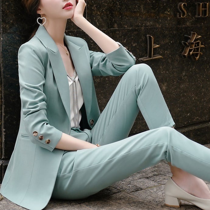 セットアップ スーツ パンツ ボトムス ジャケット ダブルブレスト テーラードジャケット モノトーン モード 長袖 ロング センタープレス ハイウエスト ストレート 襟付き Vネック レトロ lsu0