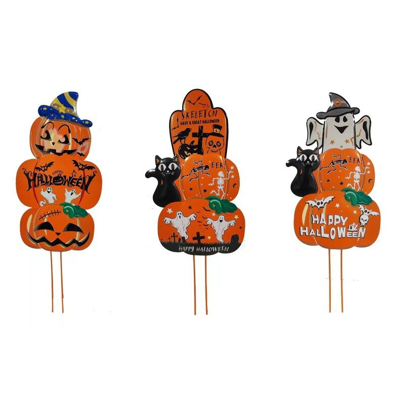 「10％OFFクーポン配布中」パンプキンヤードステークス - ハロウィンの庭の装飾屋外 幽霊 カボチ 魔女 コウモリ付きの不気味なハロウィーンヤードステークス 芝生屋外用ハロウィーンホームデコレーショ