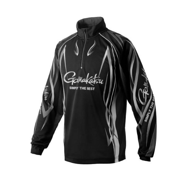 がまかつ ウェア GM3734 2WAYプリントジップシャツ(長袖) ブラック/シルバー M