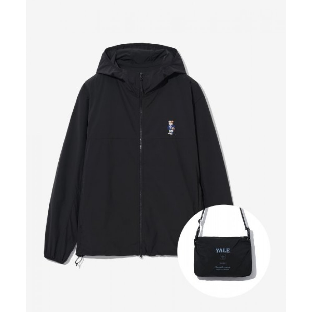 Yale (エール) エンブロイダリーダンライトウェイトパッカブルウィンドブレーカーブラック
