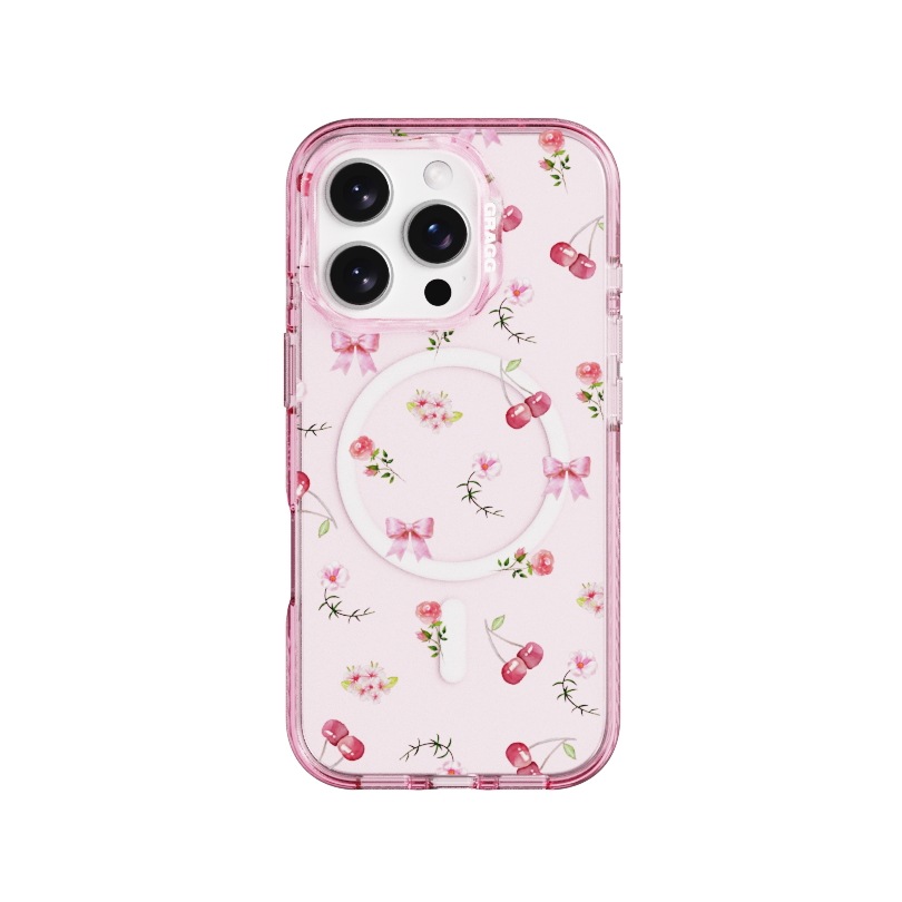 【GRAGG】 MAGSAFE LAYERS FRAME CASE CLEAR PINK - SCATTER FLOWER iPhone 16シリーズ対応 正規品