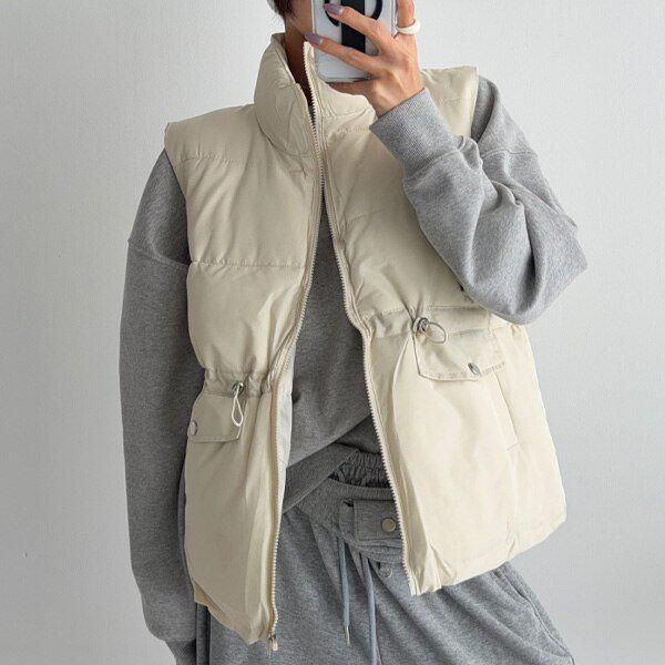 (OT)ハイネックストリングパディングベスト(C819) 冬 女性