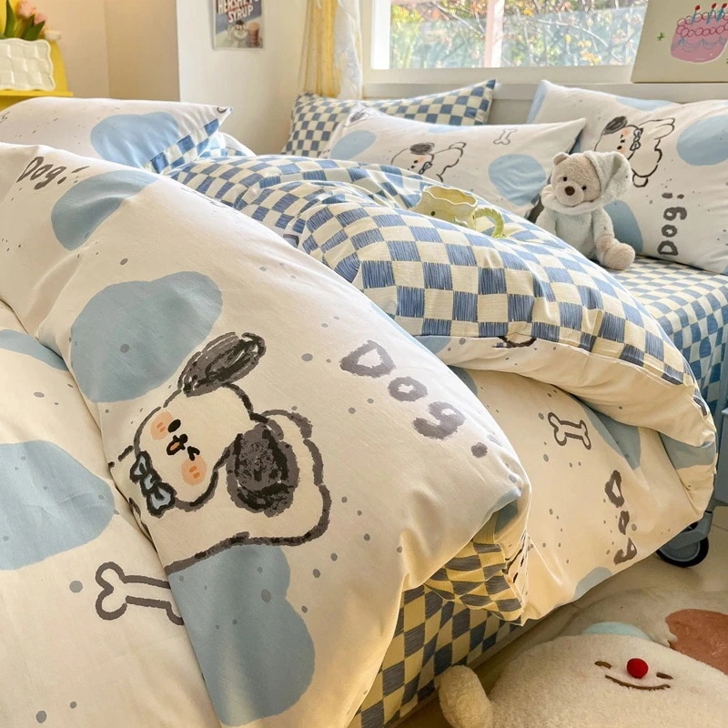 期間限定送料無料冬の新作 かわいい漫画綿 4 点セット秋綿シーツキルトカバー寝具スリーピースキルトカバー 4