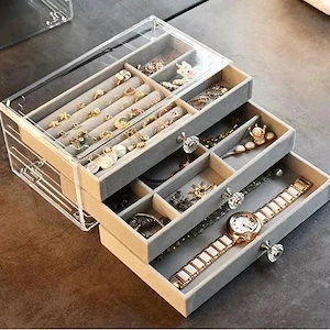 母の日大三段透明アクリルアクセサリー収納ケース感大容量アクセサリーケース家庭用学生寮1891