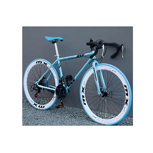 【短納期】ロードバイク通勤 通学ロード自転車高炭素鋼フレーム ダブルディスクブレーキ公路自行 自行 初心者自転車ロードバイク アウトドアソリッドタイヤ 700×8Cタ