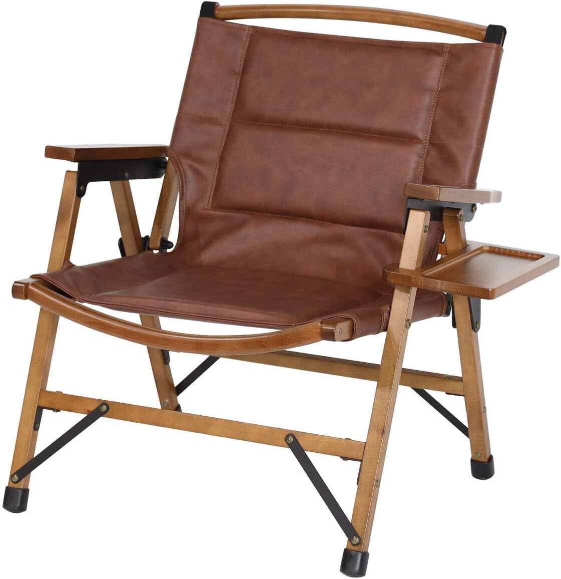 [クイックキャンプ] 一人掛け ウッドローチェア アウトドア ガーデン 折りたたみ椅子 コンパクト 子供 簡易 ガレージ バーベキュー インテリア クッション サンドベージュ