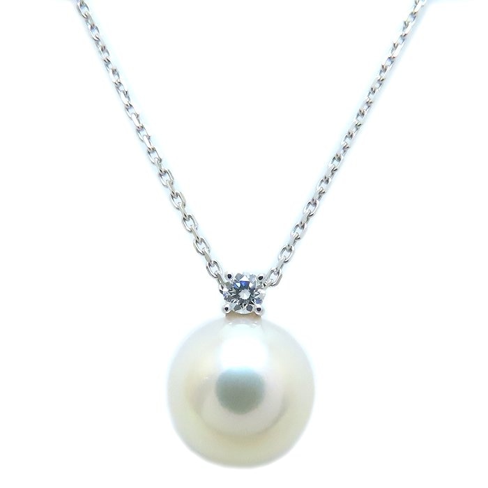 パール ネックレス 真珠9.5ミリ 17052579-0013 K18WG ホワイトゴールド レディース/294275【中古】