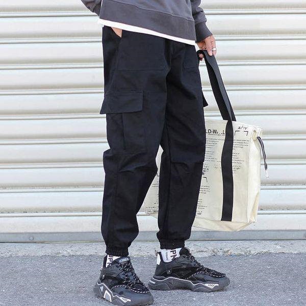 メンズ ウエストゴム ポケット ストリート ビッグサイズ カーゴパンツ DMS PTA SISPA22 ブラック_P439528703