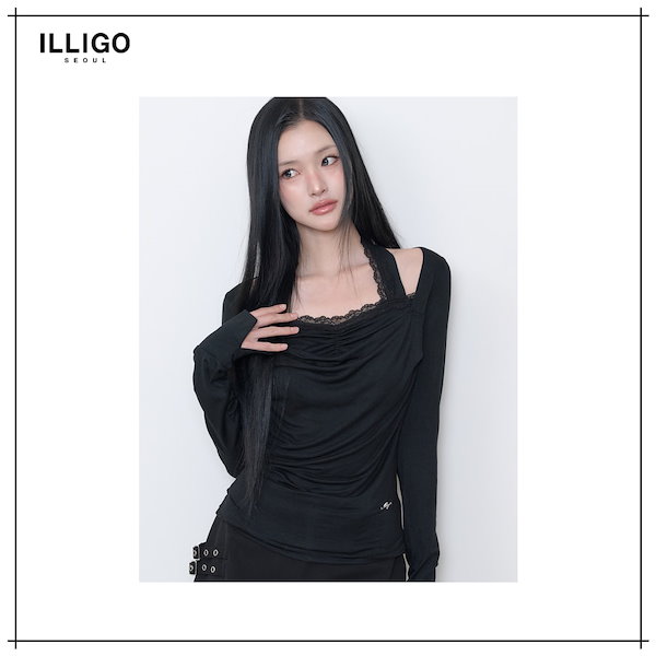 【ILLIGO】 Cowl Lace Long Sleeve BK 正規品