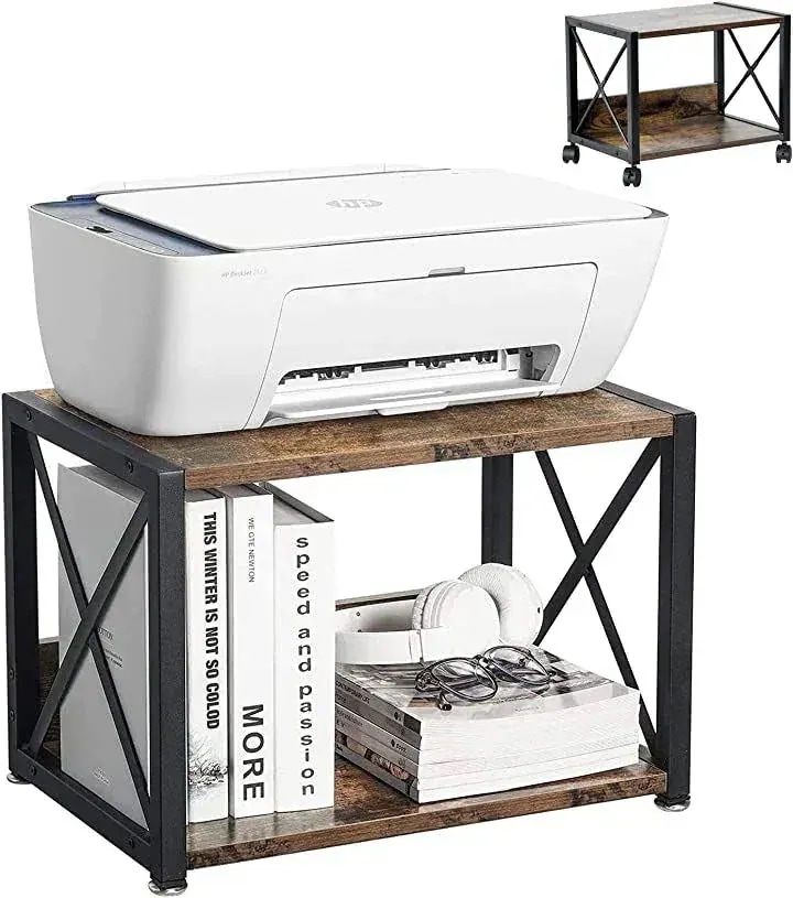 【キャンペーン特典】一番売れているプリンター台 プリンターラック 木製 2段 プリンタースタンド 卓上収納 机上ラック 幅44奥行30高さ31cm キャスター付き( 黒ウォールナット