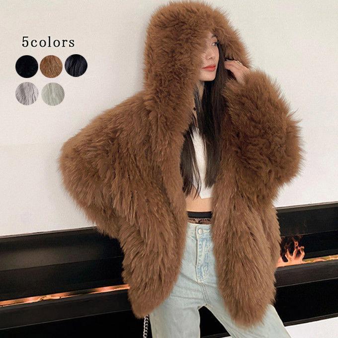 ファーコート 女性ファーコート レディース 毛皮コート ショートコート フォックス フェイクファー フード付き 高級感 おしゃれ 上着 暖かい 秋冬