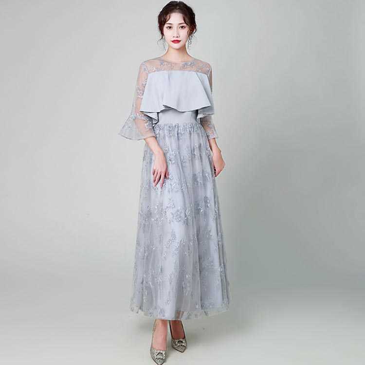 パーティードレス春ワンピースロング丈ドレスシースルー大きいサイズフォーマルレースゆったりフリルマキシドレスきれいめ半袖マタニティワンピース夏大人可愛い結婚式