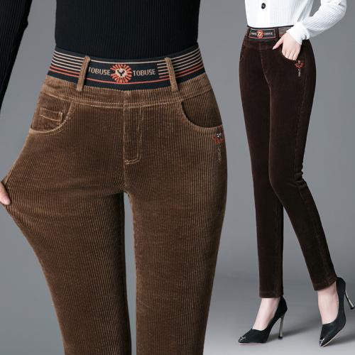 コーデュロイパンツ レディース 秋冬 ボトムス ハイウエスト 厚手 ストレート 弾性 カジュアル グレー ブラック ブラウン 5,535円