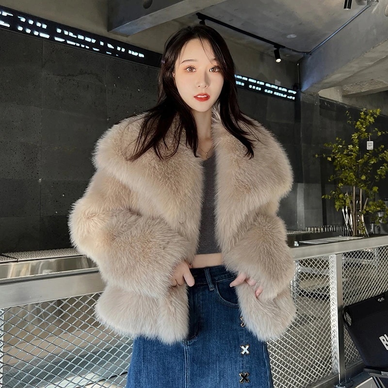 暖かい アウター トップス セミロング丈 おしゃれ 裏起毛 厚手 人工 毛皮コート レディース ゆったり AWアウター 皮毛一体 福袋