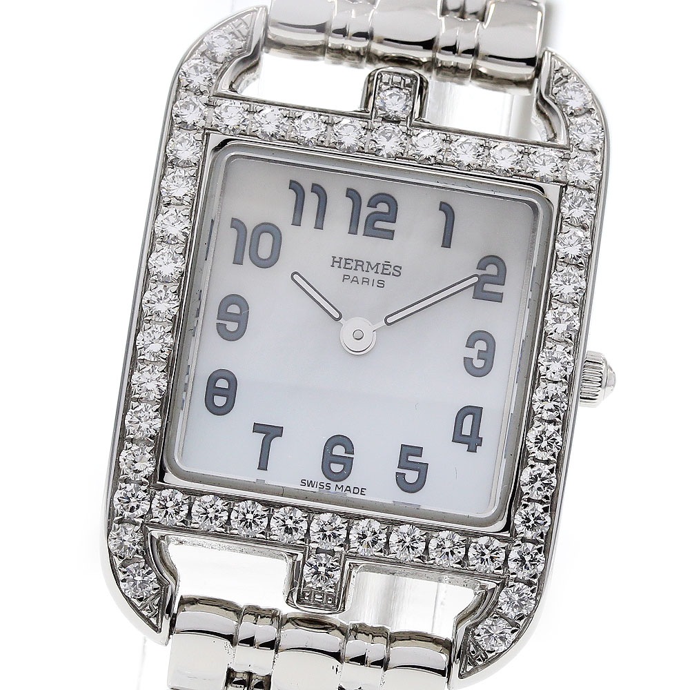 エルメス HERMES CC1.230 ケープコッド ダイヤベゼル クォーツ レディース 良品 内箱付き_836022【中古】