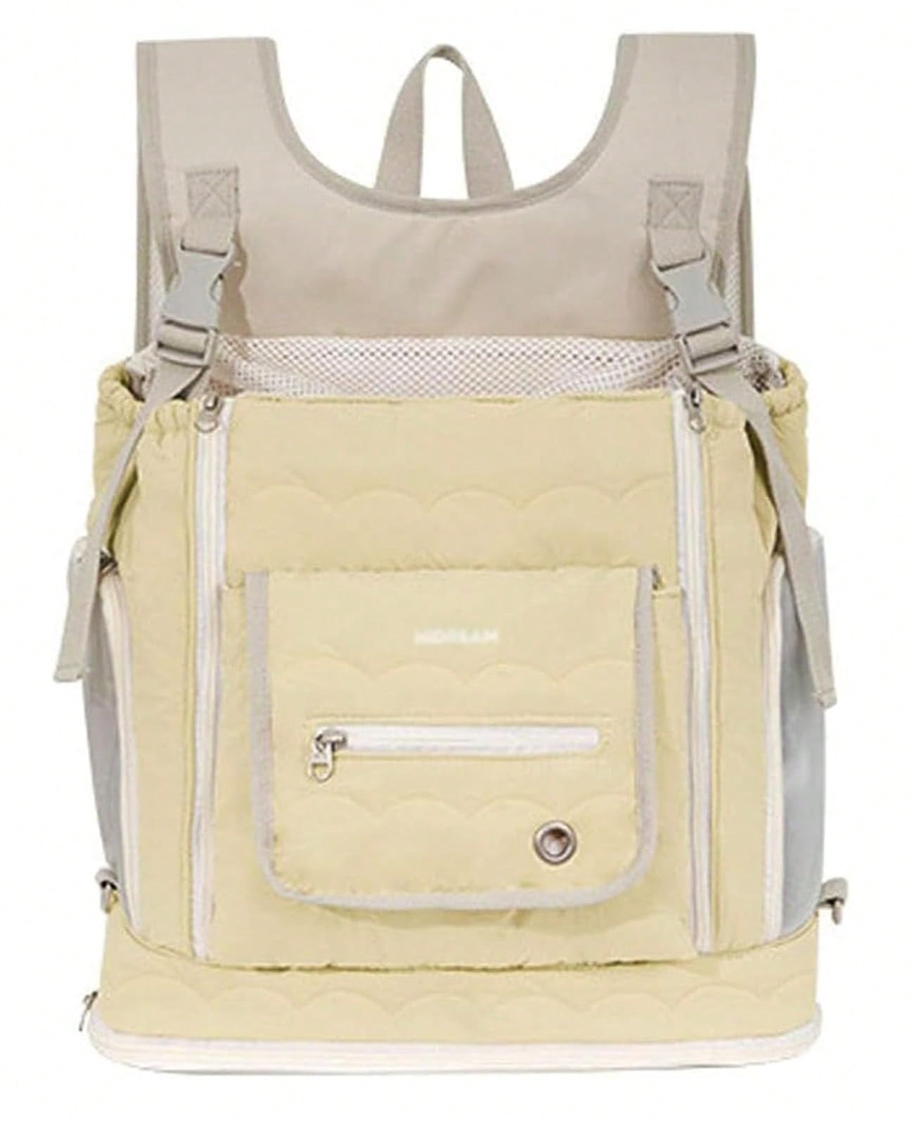 ペット抱っこキャリー 前抱き 犬 リュック ソフトクレート ペット抱っこ紐 メッシュ通気性 小型犬・猫用 散歩用 ショルダーバッグ 大容量 調節可 旅行 病院 通院 お出かけ (ベージュ)