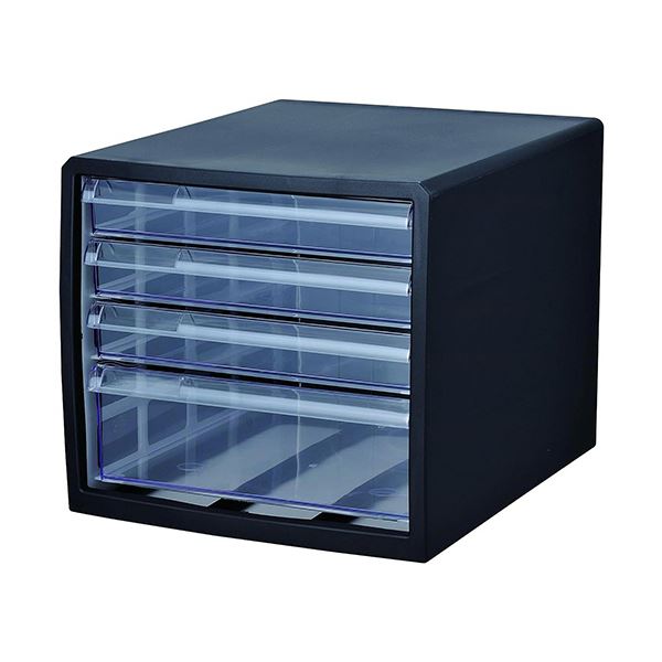 （まとめ） ストリックスデザイン レターケース A4タテ 浅3段/深1段 ブラック HS-919 1台 [x3セット]