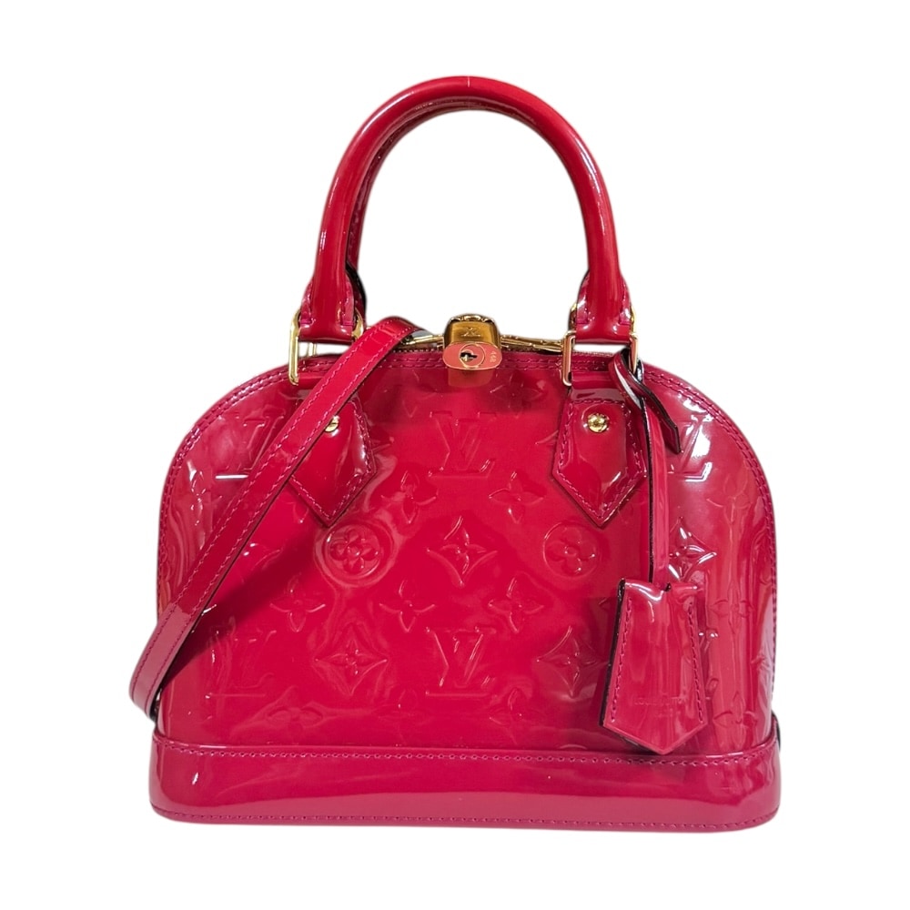 ルイヴィトン アルマBB ヴェルニ ショルダーバッグ モノグラムヴェルニ M91771 ピンク LOUIS VUITTON 中古 美品