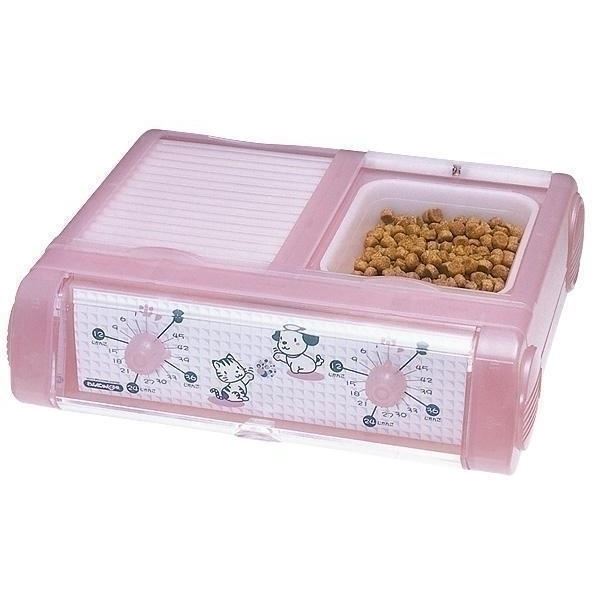 山佐時計計器 ペット自動給餌器 わんにゃんぐるめ クリアピンク CD-400（CP）(ペット用品)