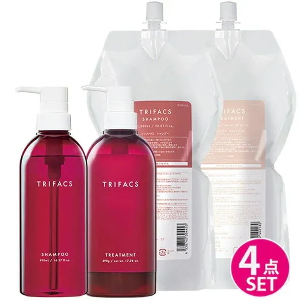 【ボトル&詰替4点セット】 トリファクス シャンプー トリートメント 490ml+1000ml+490g+1000g 詰め替え