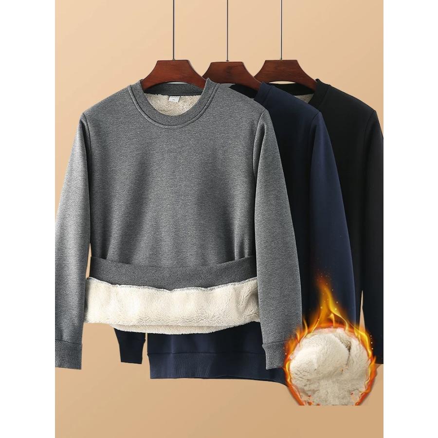 トレーナー 裏起毛 メンズ 冬 長袖 裏ボア 裏フリース 厚手トレーナー スウェットシャツ 無地 クルーネック プルオーバー 暖かい 秋服 冬服 冬物 トップス