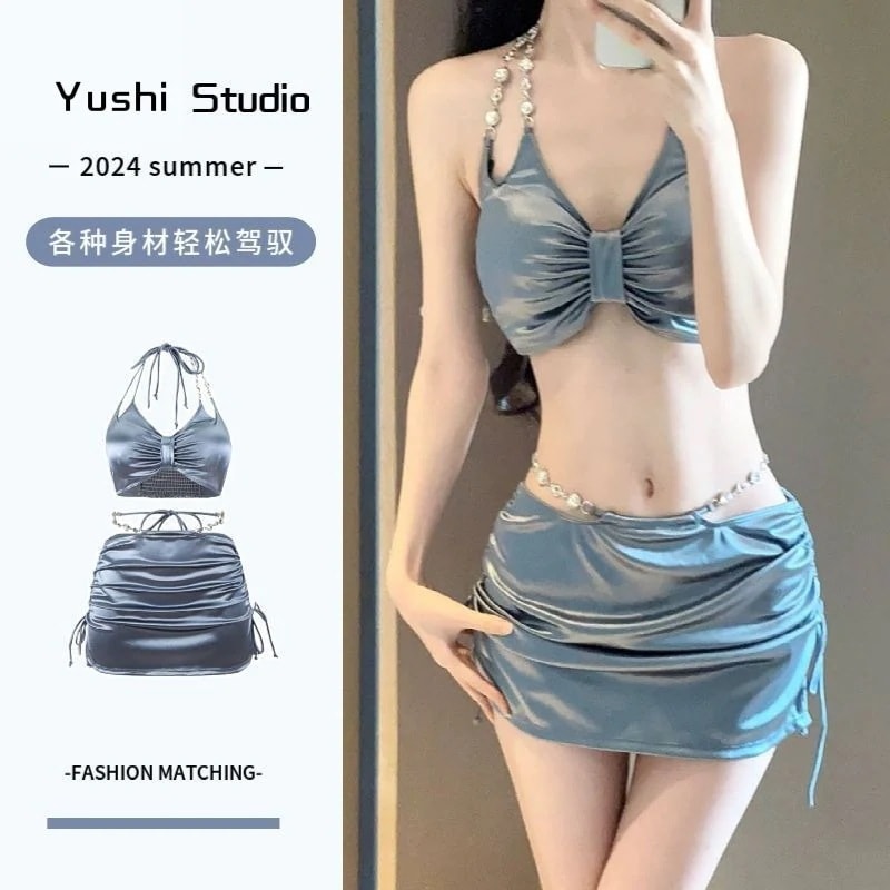 スプリットビキニ水着レディース2024ハイエンドスパゲッティストラップレディースセクシー純粋欲望温泉水着