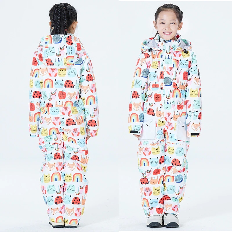 スノーボードウェアキッズワンピースつなぎオールインワンセットアップ上下スキーウェアスノボウェアスノーウェアジュニアこども用