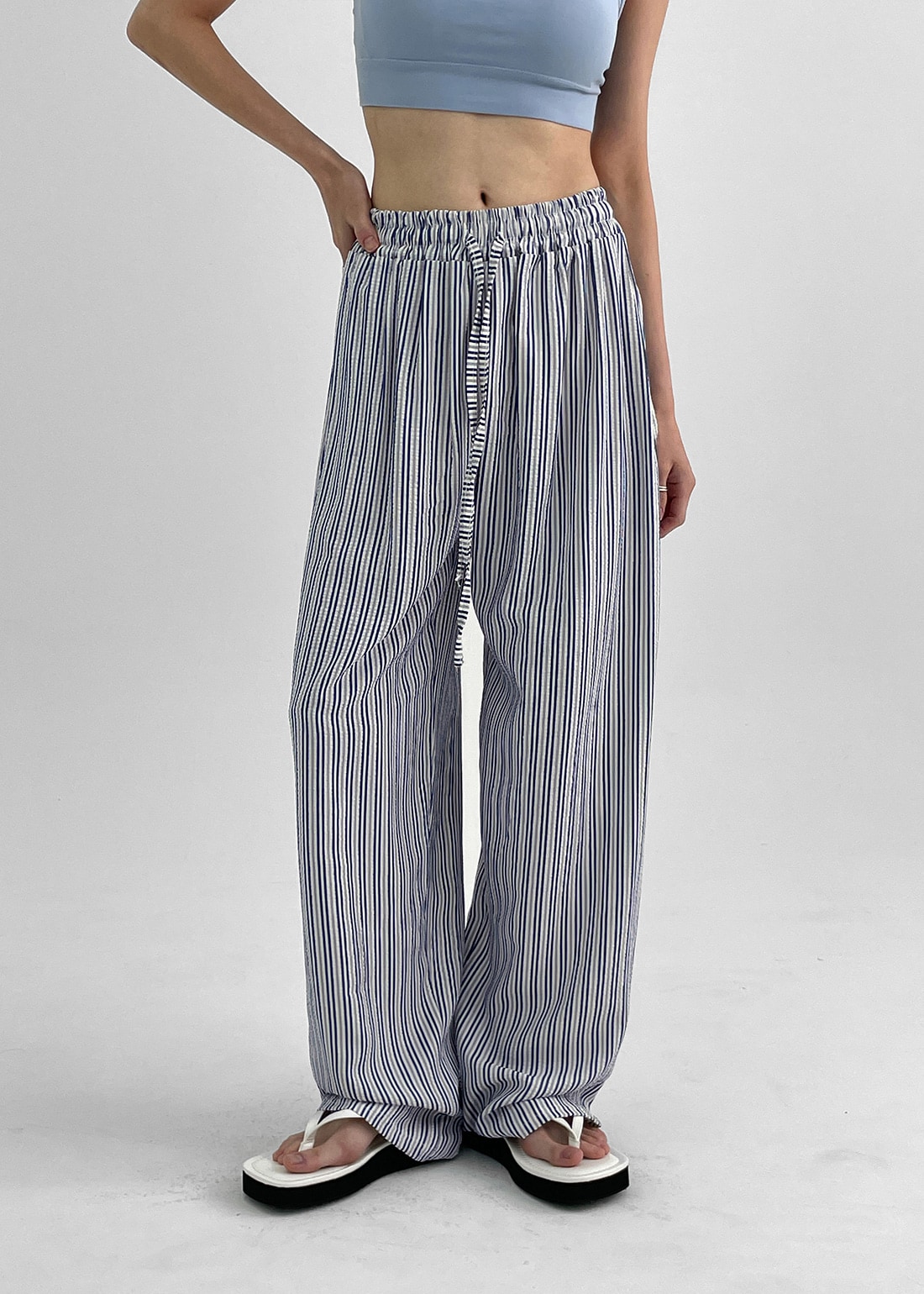 チェンマストライプワイドバンディングパンツ