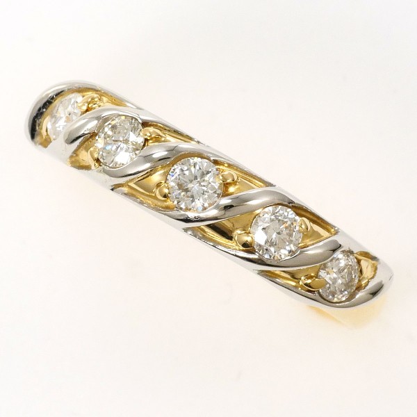 PT900 プラチナ K18YG リング 指輪 11号 ダイヤ 0.31 ジュエリー 中古