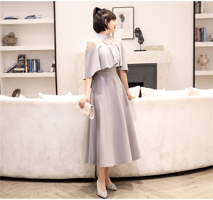 パーティードレス レディース ロング 大きいサイズ 結婚式 ワンピース ロング丈 袖あり ドレス パーティドレス チュール 結婚式ドレス お呼ばれドレス フォーマル ハイネック レース刺繍ワンピース