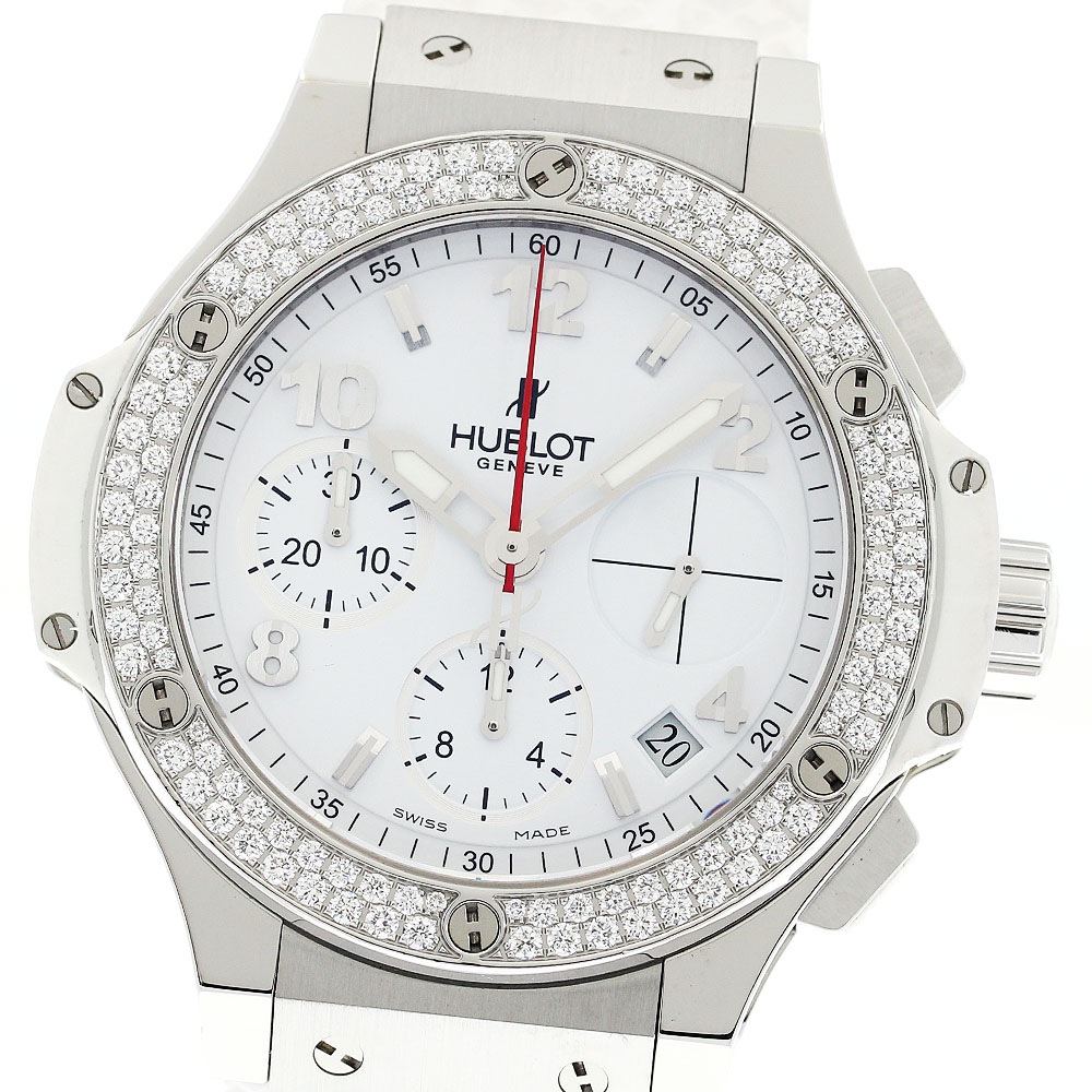 訳あり ウブロ HUBLOT 342.SE.230.RW.114 ビッグバン スチールホワイト ダイヤモンド クロノグラフ 自動巻き メンズ 保証書付き_896460【中古】