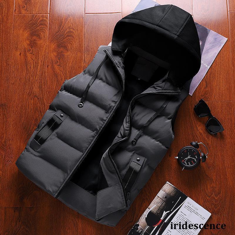 メンズダウンベスト 3色 フード取り外し可能 紳士服 中綿ベスト 綿いりベスト 大きいサイズリタリージャケット　防寒着 カジュアル アウター 秋冬