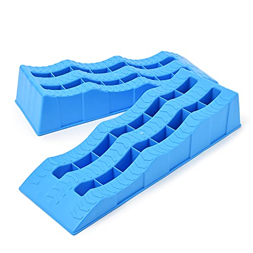 色：ブルー Rikopin(リコピン) カースロープ 耐荷重 4t 三段階持ち上げタイプ 国内検査機