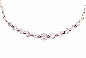 憧れの最高級天然 ダイヤモンド ネックレス 華奢 スマイル K18 国内生産品 ダイヤ使用18金