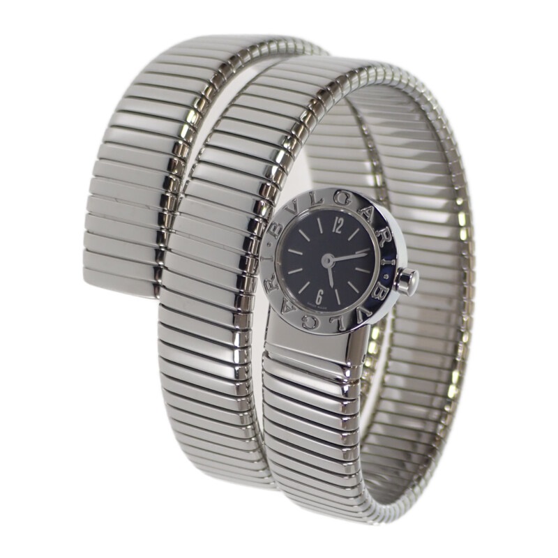 【Aランク】 トゥボガス スネーク BB191TS 腕時計 ステンレススチール シルバー クオーツ ブラック文字盤 レディース【ISEYA】