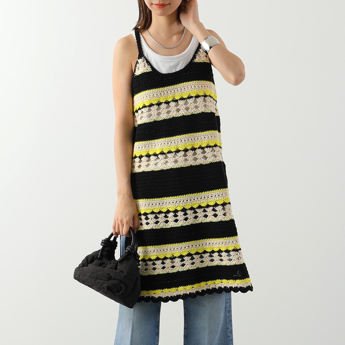 LOW CLASSIC】 STRAP SLEEVELESS DRESS : GREY