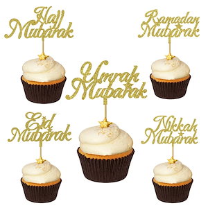 ウムラ ムバラク カップケーキ トッパー ハッジ ムバラク イスラム教徒のイード ムバラク ラマダン パーティー ケーキ デコレーション