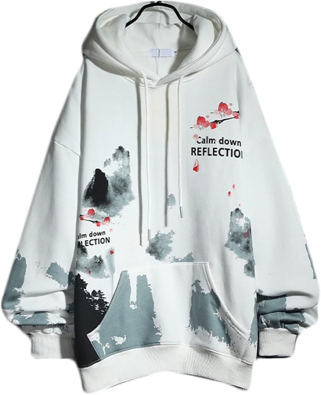 プルオーバー メンズ レディース 春物 パーカー スポーツウェア プリント チャイナ風 ソフト ビッグシルエット ストレッチ フード付き 吸汗 丈長め カジュアル カッコイイ 流行し 体型パカー ペア