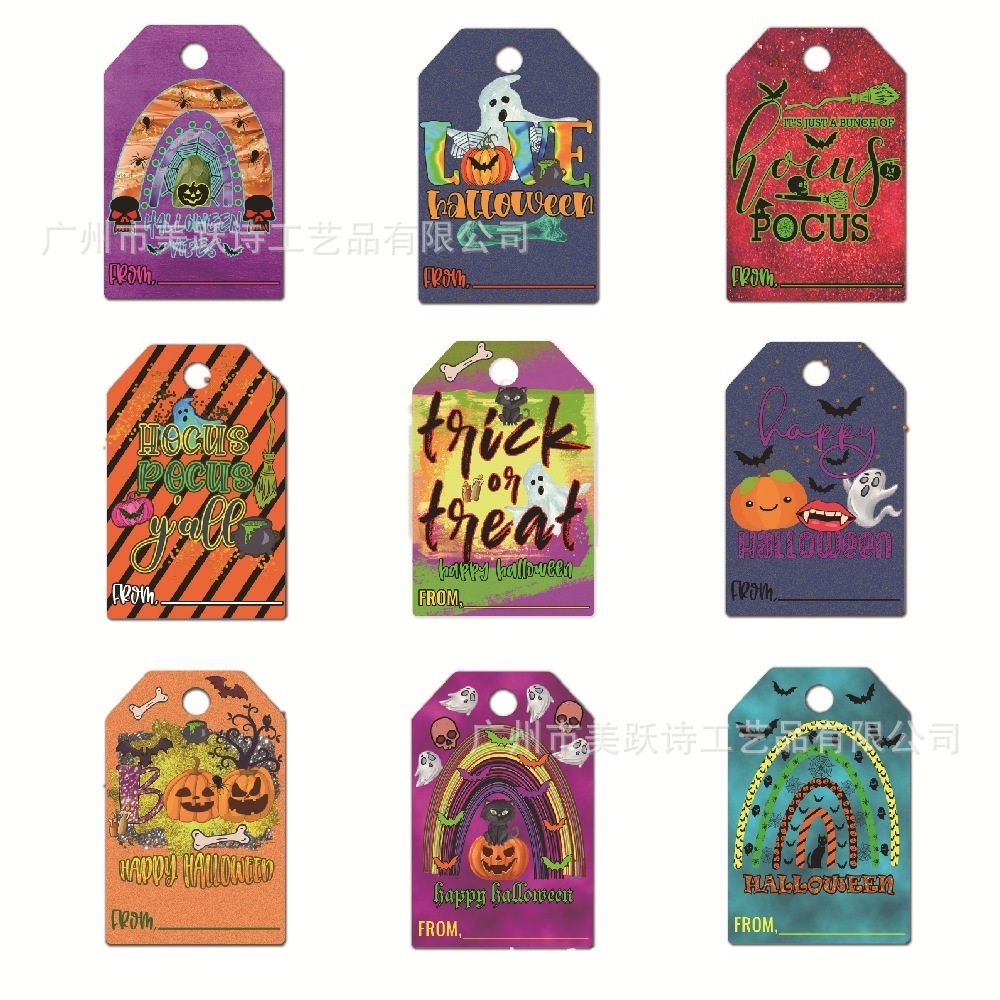 新しいハロウィンギフトタグデコレーションカードゴーストパンプキン猫スカルカードキャンディバッグデコレーションペンダント