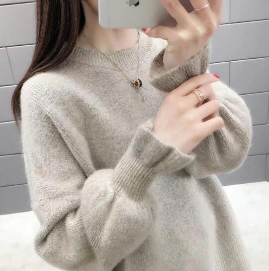 ニットセーター レディース 秋冬 40代 長袖 ニットトップス 無地 セーター パフスリーブ ショット丈 無地セーター ゆったりプルオーバー 厚手 おしゃれ