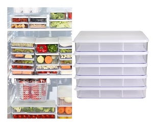 冷蔵庫 食材 保管容器 平特大(半透明) 5P 安全な 食品 保存 容器 おしゃれな 韓国 四角 密閉 容器